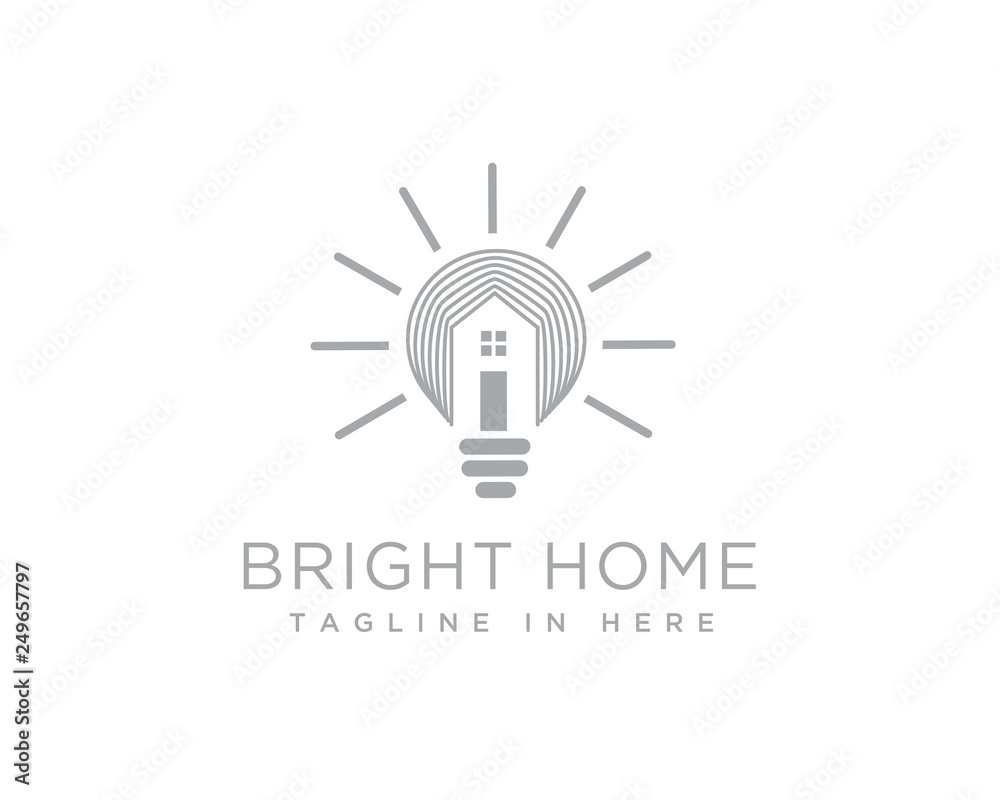 Line art smart home light bulb logo design inspiration
