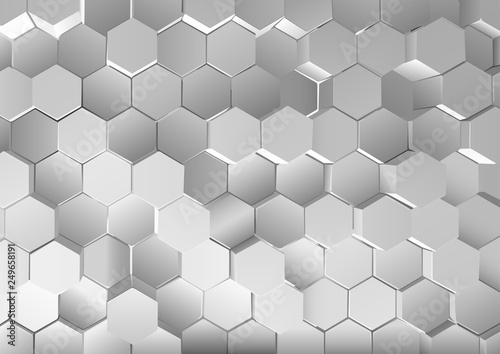 Fototapeta Naklejka Na Ścianę i Meble -  Metallic Hexagonal Background with 3D Effect - Abstract Graphic Illustration, Vector