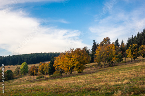 Redzinska pass in Rudawski Landscape Park on an autumn afternoon, Sudety, Poland