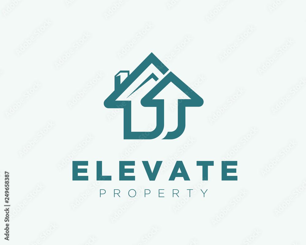 Home arrow up logo design inspiration