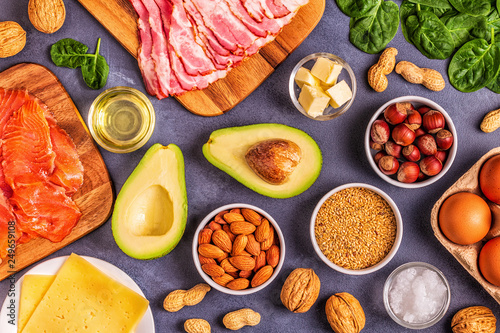 Obraz na plátně Keto, ketogenic diet, low carb, healthy food background.