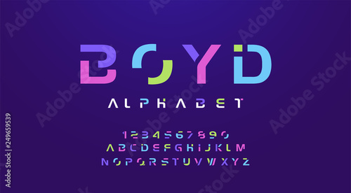 Colorful letters and numbers font set. Colored alphabet, typography modern color design concept. vector illustration