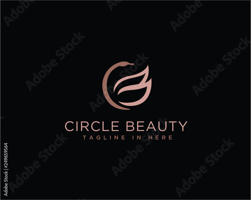 Circle Beauty swan CB initial logo design inspiration