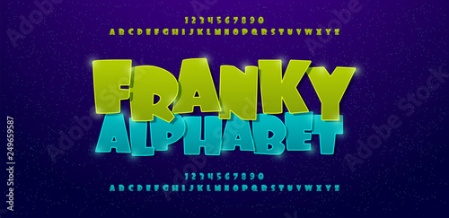Franky comics alphabet font. Typography comic logo or movie fonts designs concept. vector illustration photo