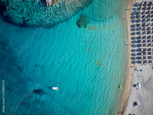 Fototapeta Naklejka Na Ścianę i Meble -  Beautiful beach top aerial view drone shot