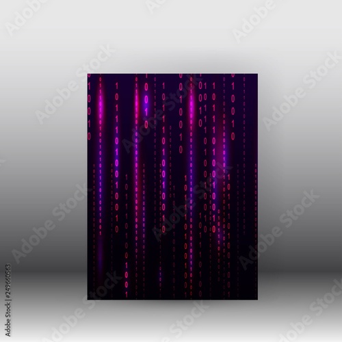 illustration of matrix style binary background. poster and brochure design