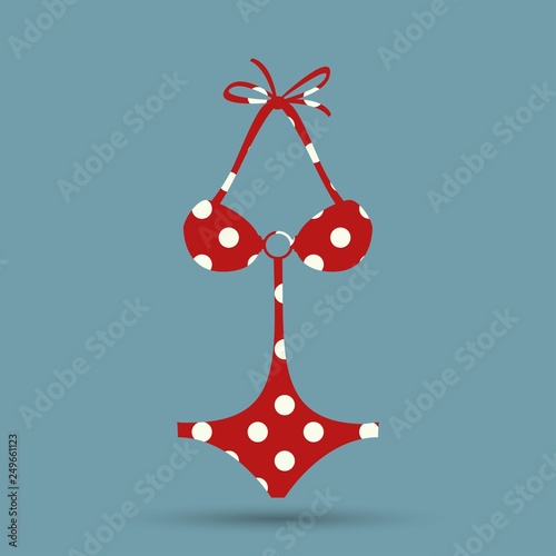 Top polka dot summer mode, swimsuit of pink color with print of dots, summer mode and fashion for women