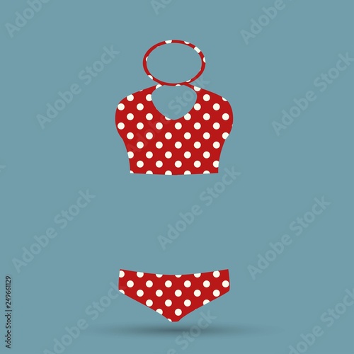 Top polka dot summer mode, swimsuit of pink color with print of dots, summer mode and fashion for women