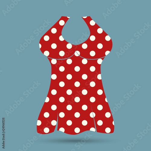 Top polka dot summer mode, swimsuit of pink color with print of dots, summer mode and fashion for women