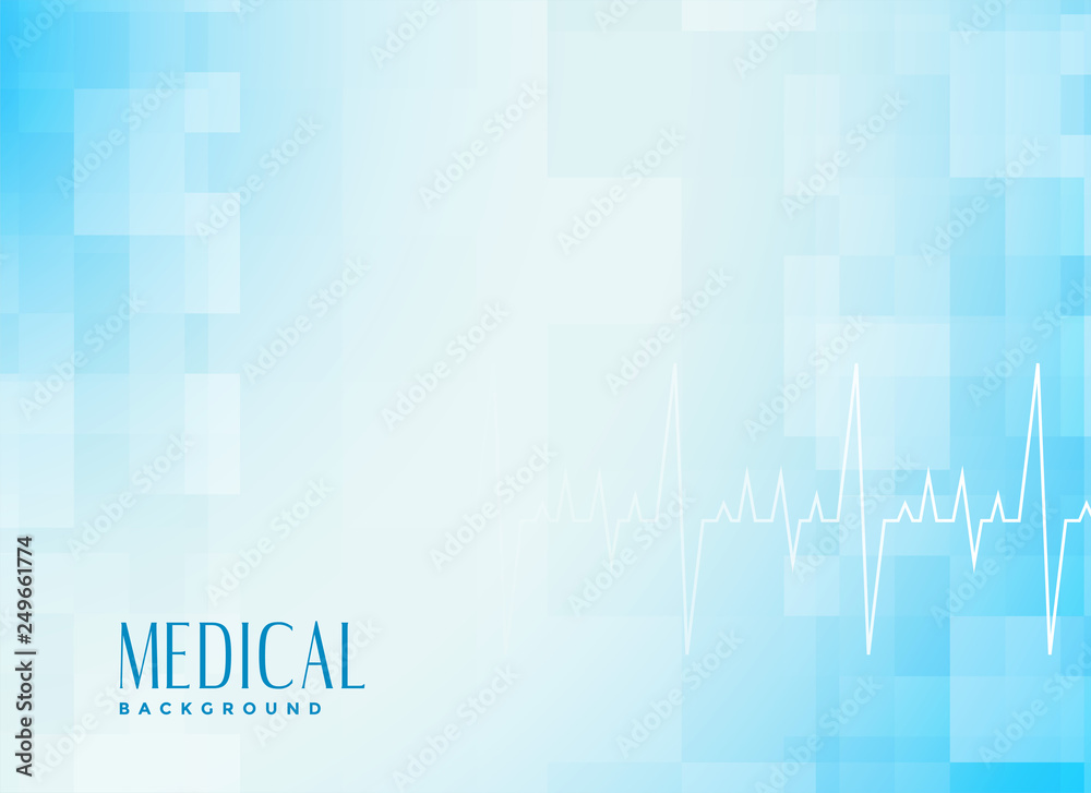 medical healthcare blue background with cardiograph