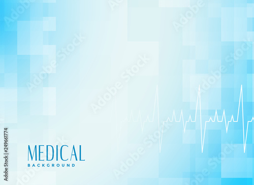 medical healthcare blue background with cardiograph