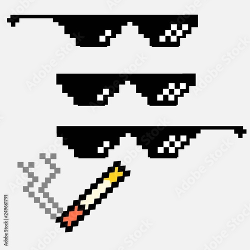 Glasses in pixel on a white background