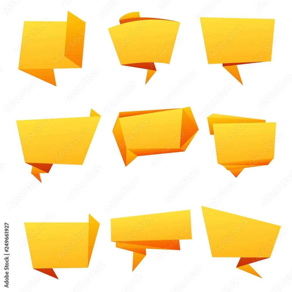 Collection of origami speech bubble vector background Collection of origami speech bubble vector background