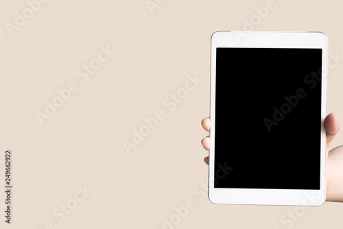 Mock up Copyspace Hands Digital Tablet Concept.Clipping Path