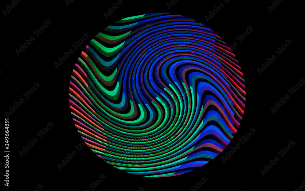 Circle with pattern in neon colors against black background / Abstract background, circle with pattern in neon colors of a digital glitch. Circle with pattern in neon colors against black background / Abstract background, circle with pattern in neon colors of a digital glitch.