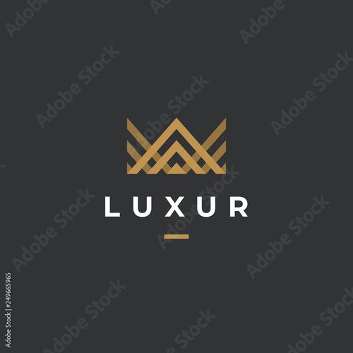 Geometric Vintage Creative Crown abstract Logo design vector template. Vintage Crown Logo Royal King Queen concept symbol Logotype concept icon. 