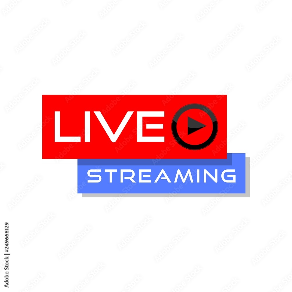 Live streaming icon - red and blue design element with play button
