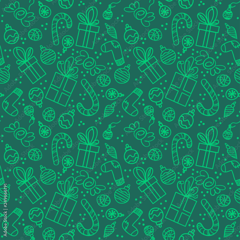 Christmas pattern with presents and sweets
