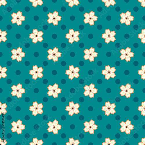 Simple pattern with small blooming cherry flowers