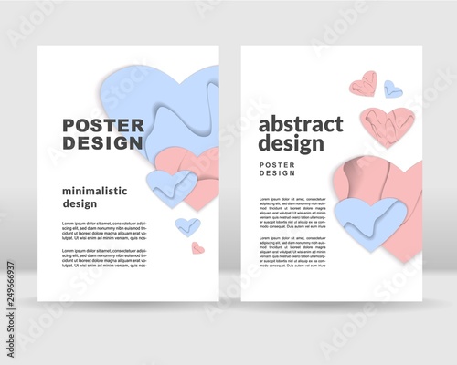 Abstract poster template. Paper hearts concept. It can be used in print and web