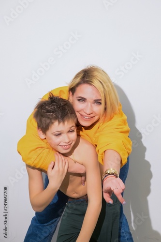 Mother with son having fun