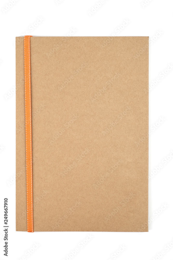 Empty book of brown on white isolated background