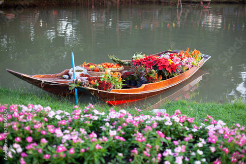 Flower boat in the garden.