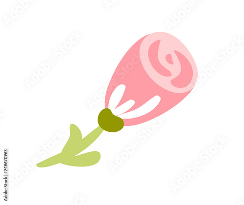 Cute vector isolated Flower on white background. Spring hand drawn Nature illustration flat design. For greeting card, print, children book