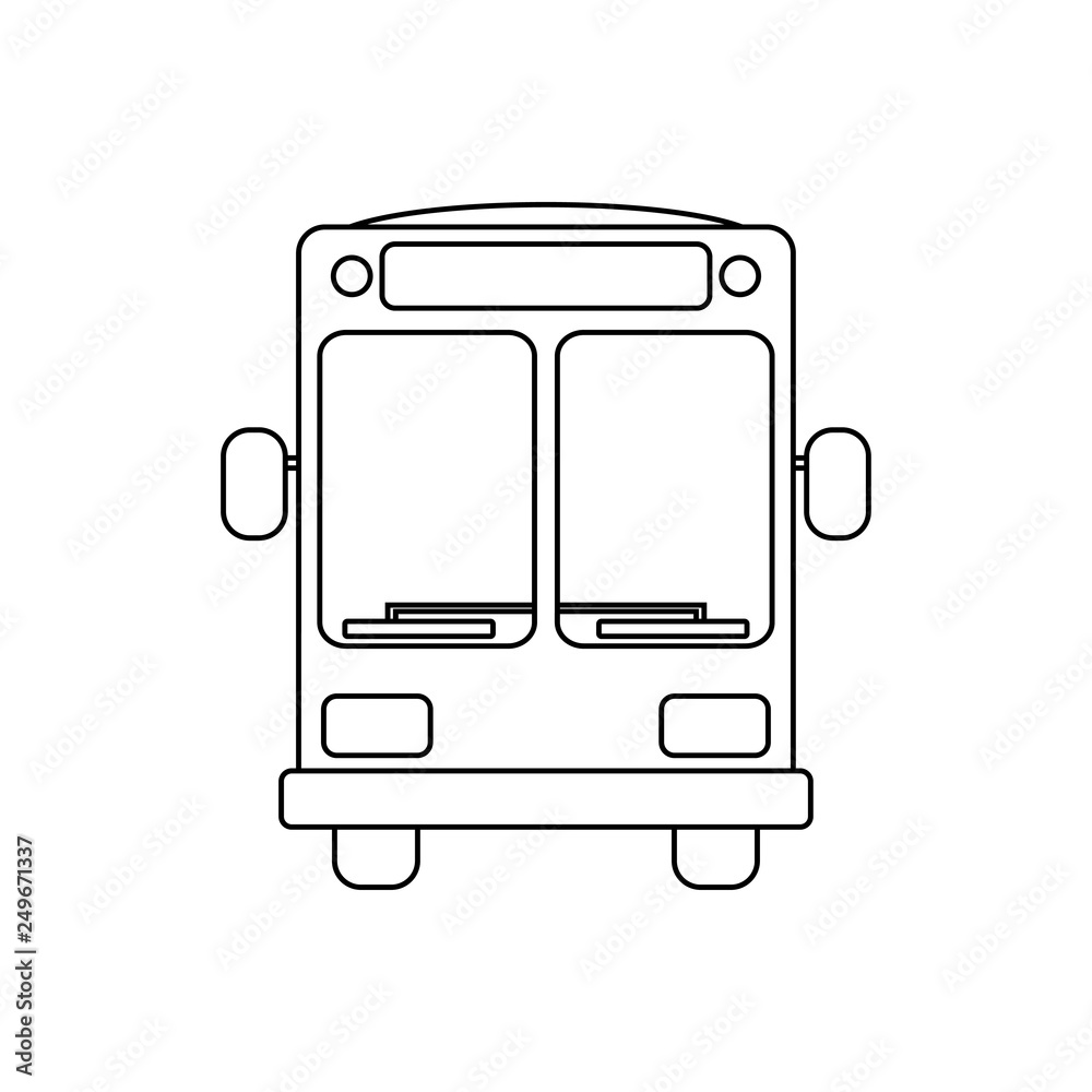 Icono plano lineal autobús vista frontal en color negro Icono plano lineal autobús vista frontal en color negro