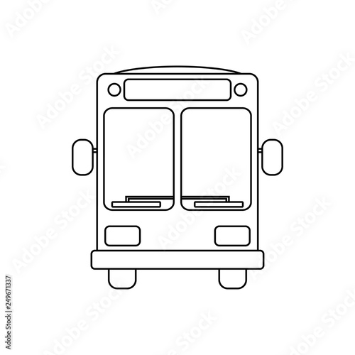Icono plano lineal autobús vista frontal en color negro