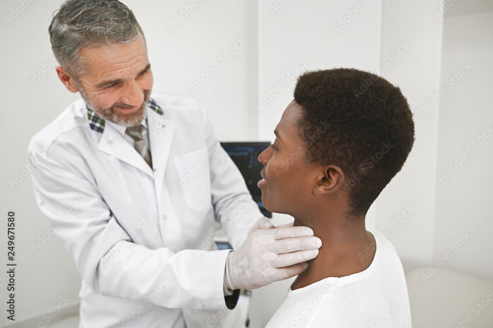 Examination of lymph nodes in clinic. Examination of lymph nodes in clinic.
