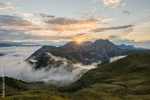 Sunrise in the mountains of the Carnic Alps