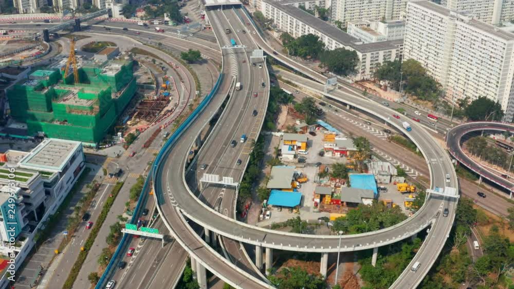 Drone fly over Hong Kong city Drone fly over Hong Kong city