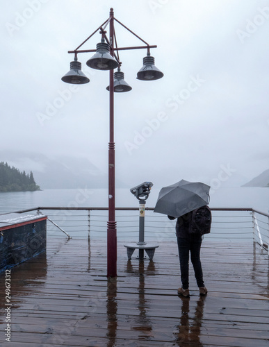 Lake Wakatipu Queenstown New Zealand. Rain umrella photo