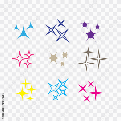 Sparkles icon set. Star element. Sparkle lights vector