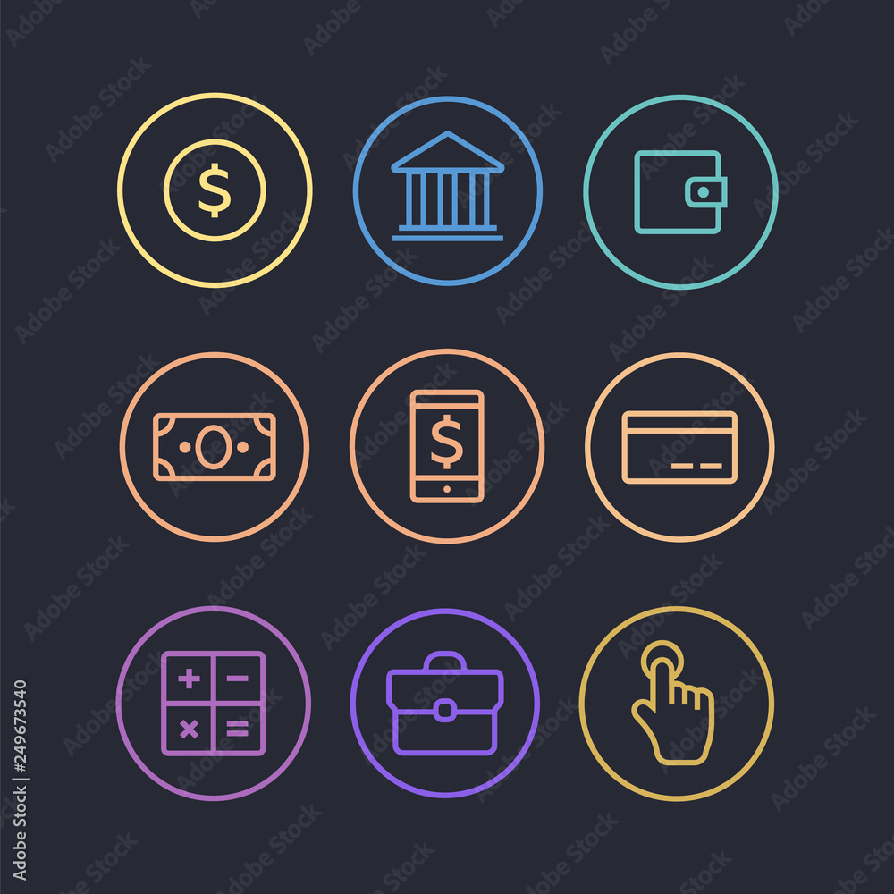 Business vector icons. Finance and analytics, startup and creative idea vector icons