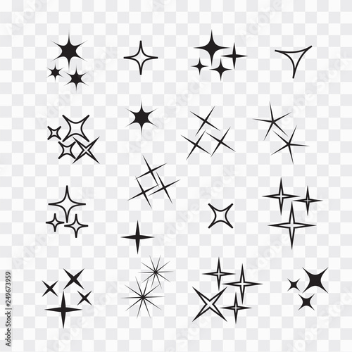 Sparkle lights stars set. Bright firework, decoration twinkle, shiny flash