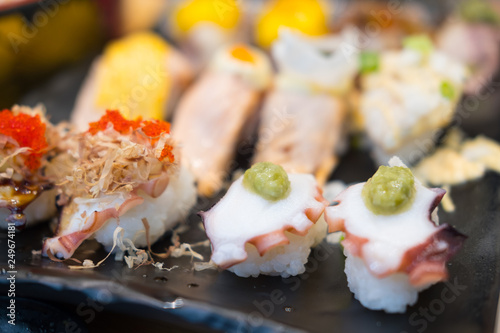 Close up Sushi Set sashimi at japanese restuarant