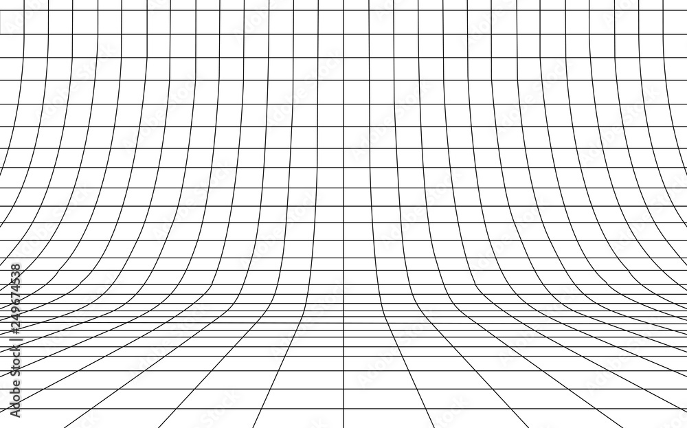 Grid curved background empty in perspective, vector illustration.