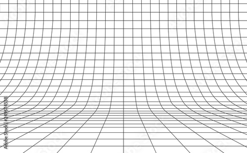 Fotografiet Grid curved background empty in perspective, vector illustration.