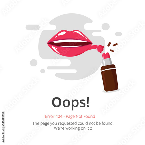 Error 404 page layout vector design. Website 404 page creative concept. The page you requested could not be found. Oops 404 error page.