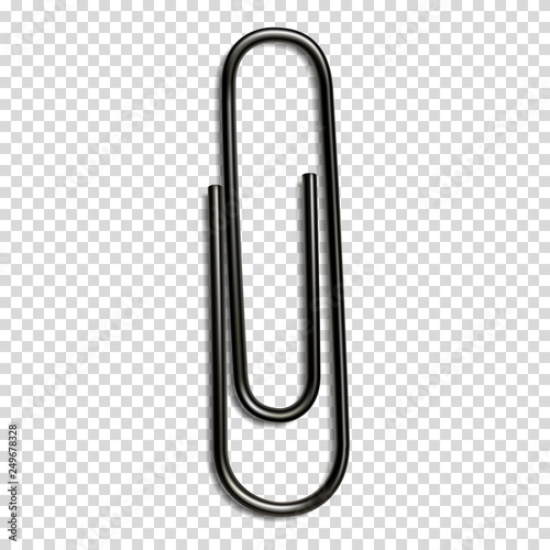 Realistic paper clip with shadow, isolated.