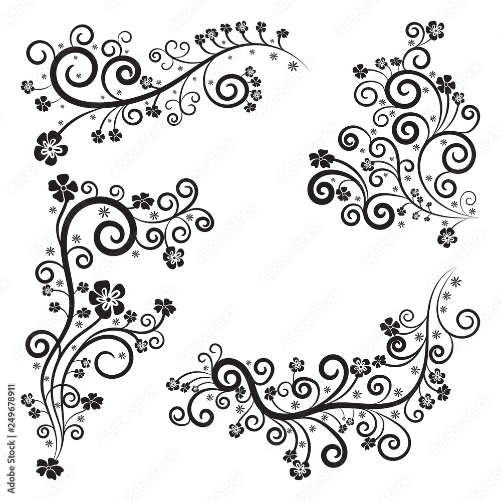 Design curls and scrolls set. Decorative elements for frames. Elegant swirl vector illustration. Design curls and scrolls set. Decorative elements for frames. Elegant swirl vector illustration.