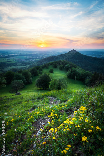 Schloss Hohenzollern im sonnenuntergang photo