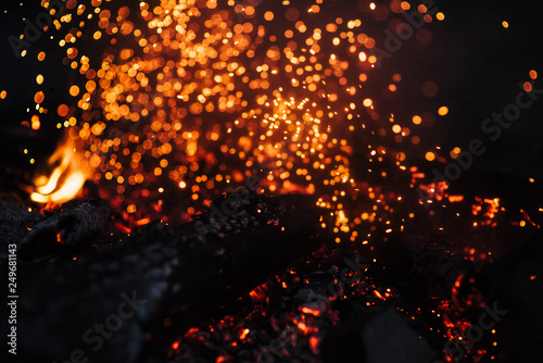 Hot flame heat fire abstract black background. concept: burn, flame, heat, lighting ,blaze ,glow, flash