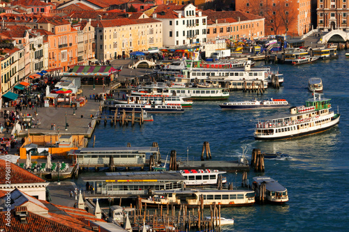 Italien, Venedig, Luftbild, Blick vom Campanile zum Faehranleger