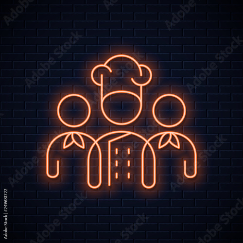 chef team neon sign. Restaurant chefs neon concept