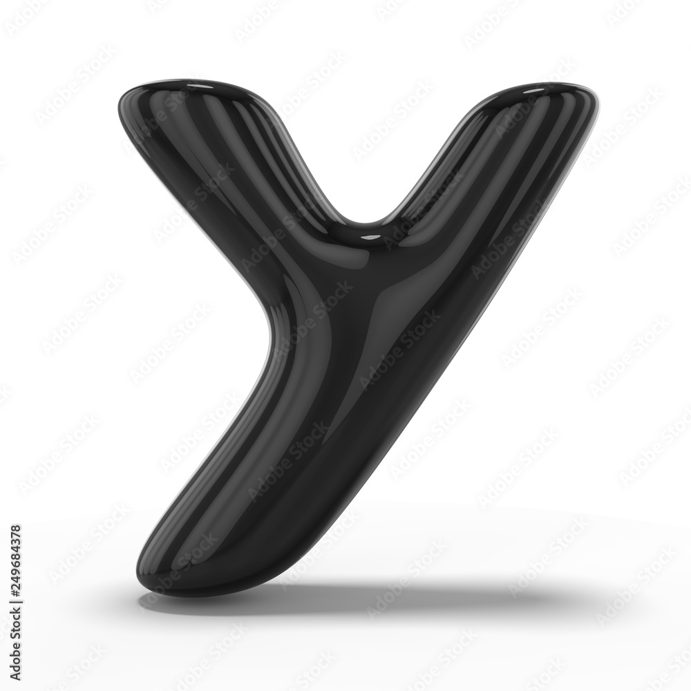 Letter Y made of inflatable balloon isolated on white background. 3D Letter Y made of inflatable balloon isolated on white background. 3D