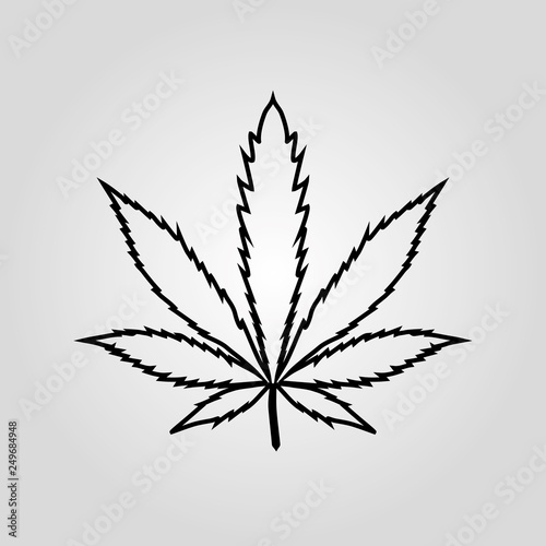Vector cannabis leaf silhouette on white background Marijuana