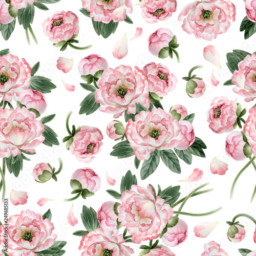 Wallpaper Mural Seamless pattern with peonies Torontodigital.ca